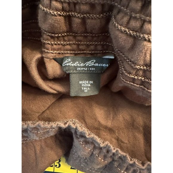 Eddie Bauer Womens Linen Blend Maxi Skirt Size M Tall Brown Pull On Lightweight - Picture 3 of 7